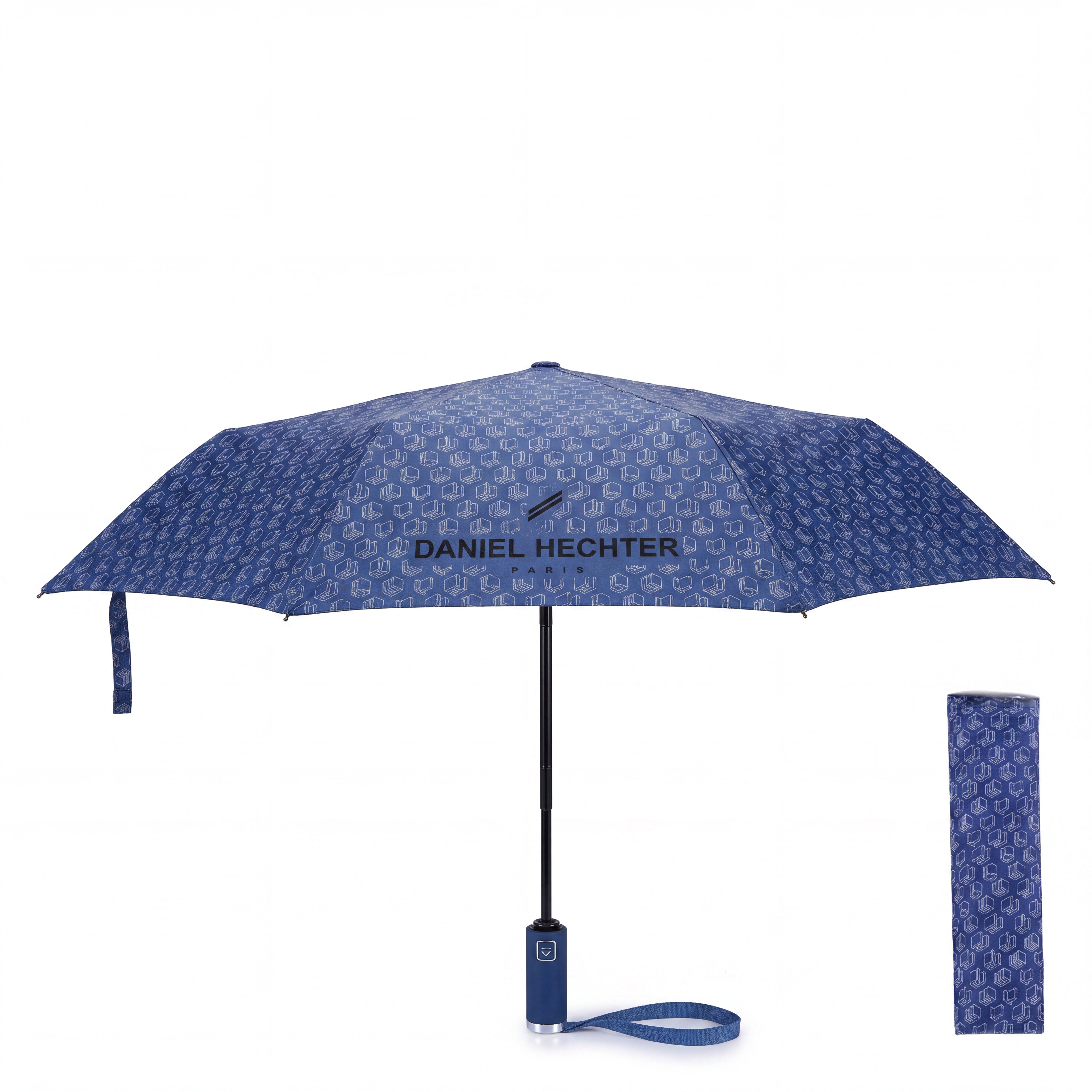 Daniel Hechter Paris Automatic Folding Umbrella Blue - DHRUMBLUPRNT