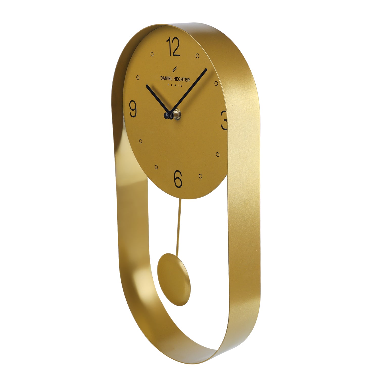 Daniel Hechter Paris Wall Clock, Silent Sweep Non-Ticking Quartz Movement, Oval All-Metal Frame,Metal Pendulum - DHCL1006-22
