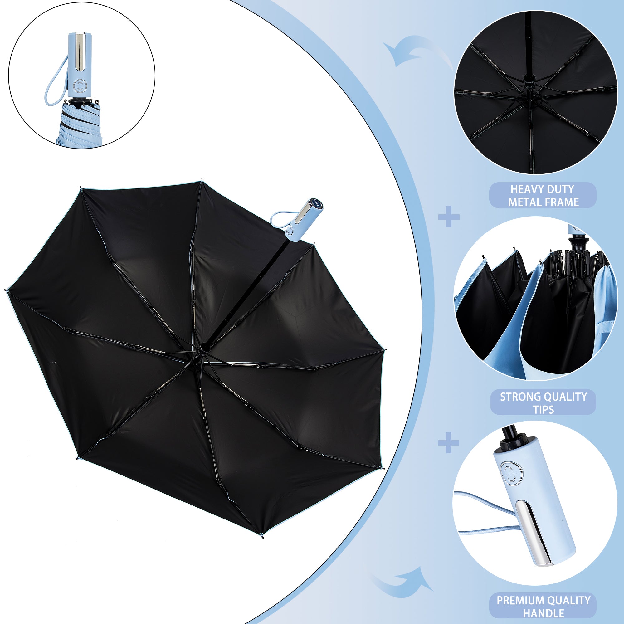 Daniel Hechter Paris Folding Umbrella Blue - DHRUM01LBLU