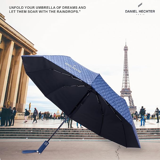 Daniel Hechter Paris Automatic Folding Umbrella Blue - DHRUMBLUPRNT