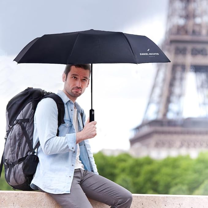 Daniel Hechter Paris UV Protection Unisex Auto Open and Close Umbrella Black - DHRUMBLK