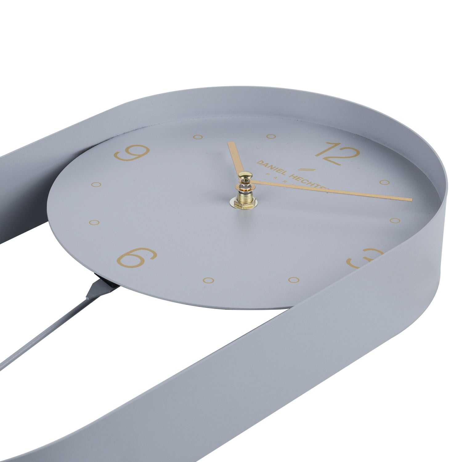 Daniel Hechter Paris Wall Clock, Silent Sweep Non-Ticking Quartz Movement, Grey Dial, Oval All-Metal Frame,Metal Pendulum - DHCL1006-33