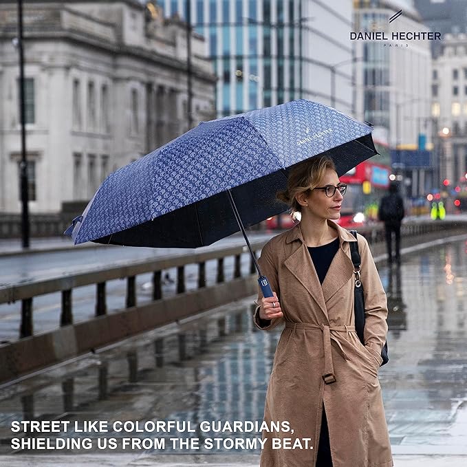 Daniel Hechter Paris Automatic Folding Umbrella Blue - DHRUMBLUPRNT