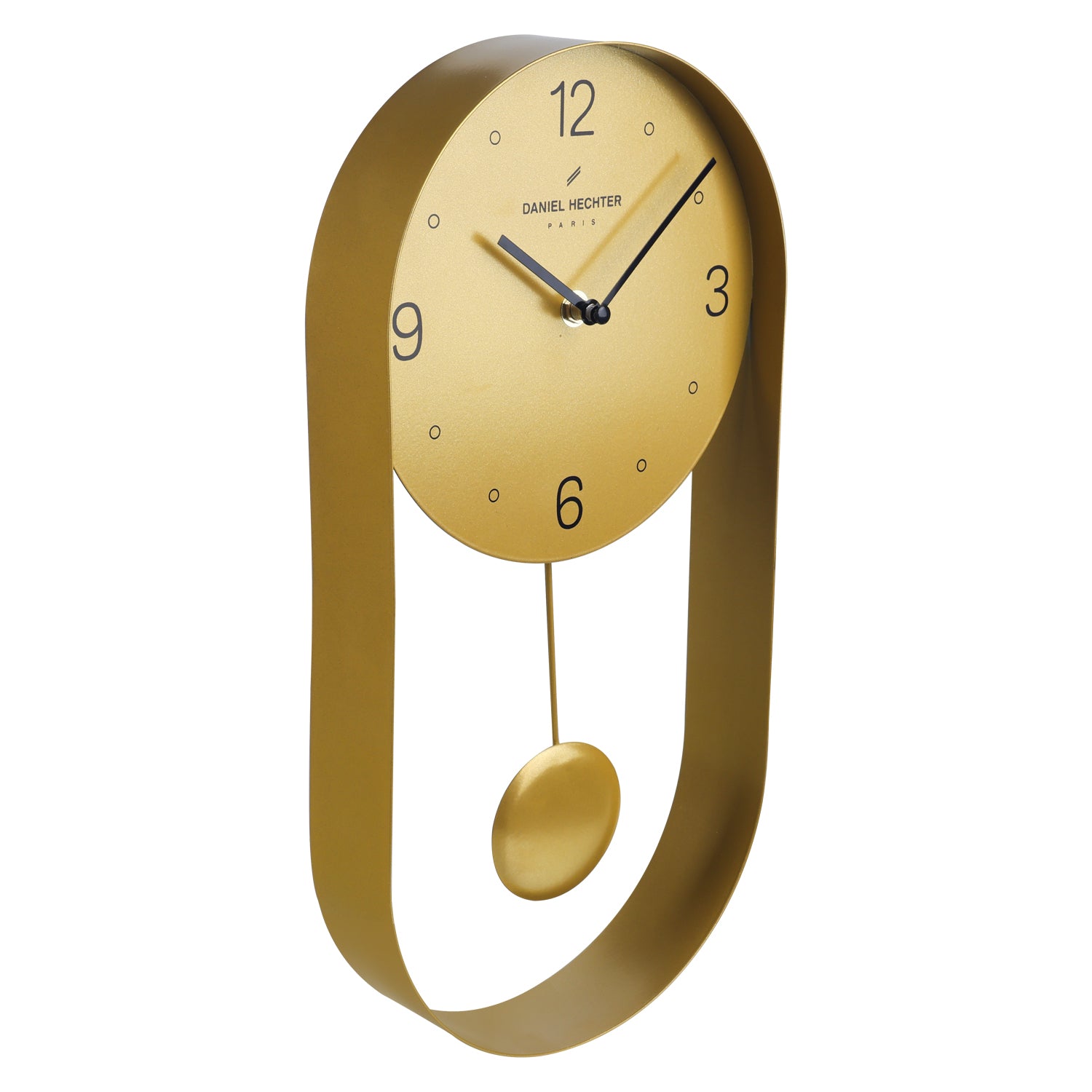 Daniel Hechter Paris Wall Clock, Silent Sweep Non-Ticking Quartz Movement, Oval All-Metal Frame,Metal Pendulum - DHCL1006-22