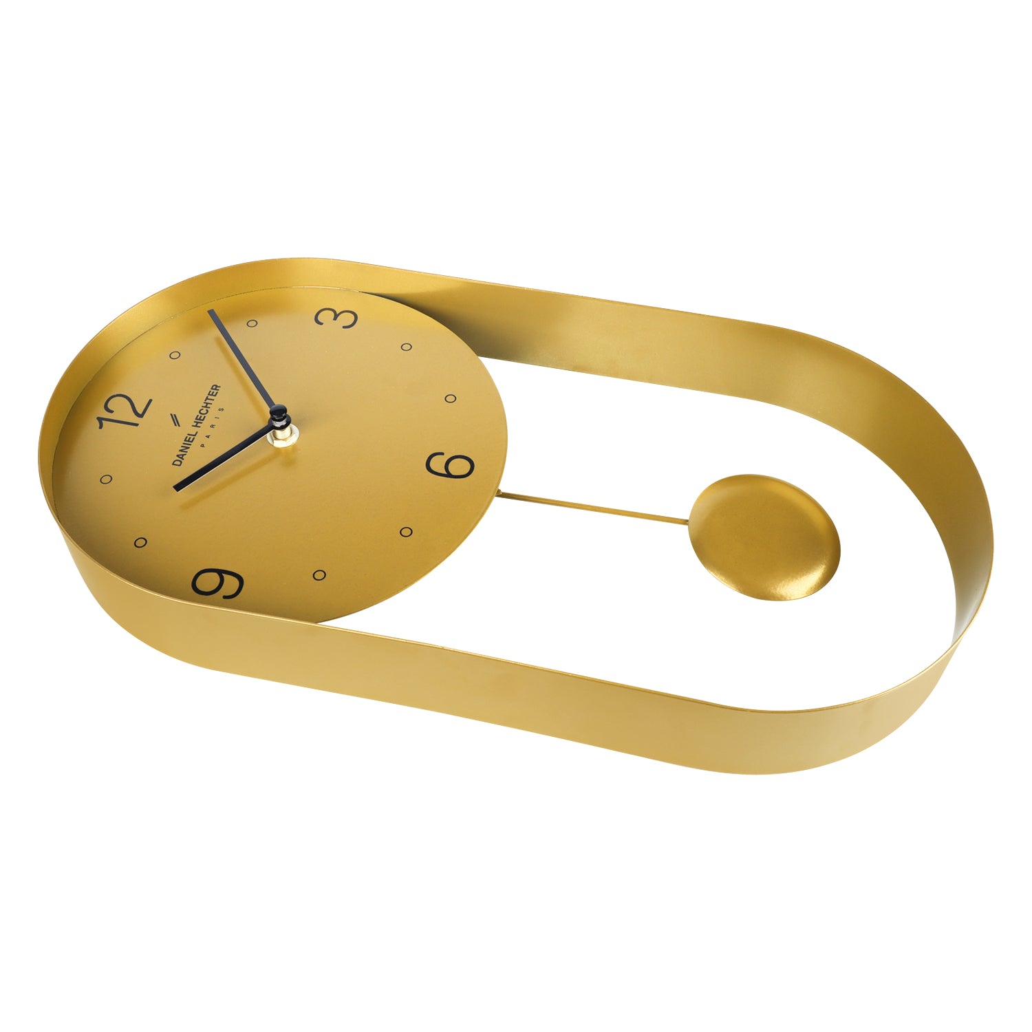 Daniel Hechter Paris Wall Clock, Silent Sweep Non-Ticking Quartz Movement, Oval All-Metal Frame,Metal Pendulum - DHCL1006-22