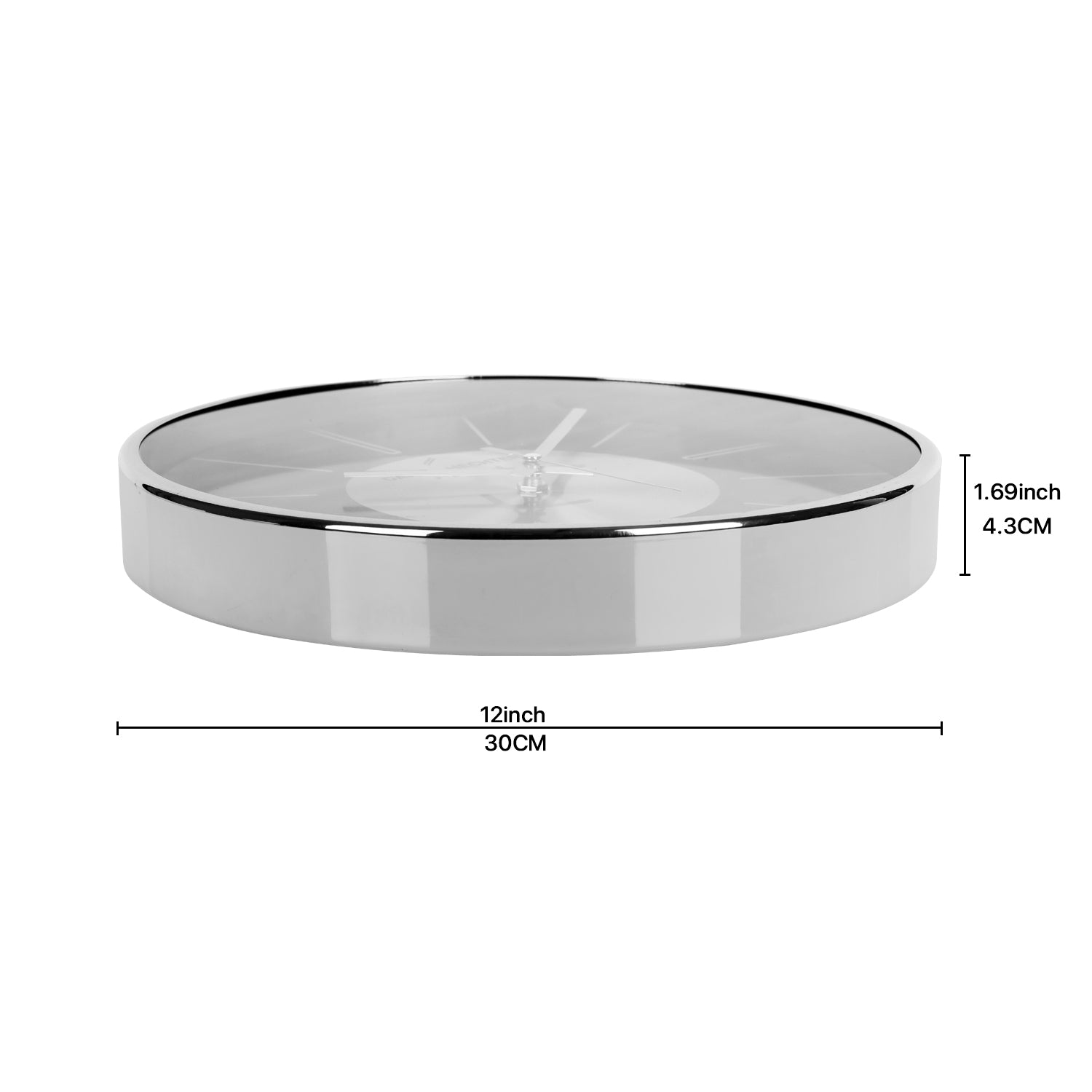 Daniel Hechter Paris Wall Clock, Silent Sweep Non-Ticking Quartz Movement, Black Dial, Silver Aluminum Face & Metal Frame - DHCL1004-33