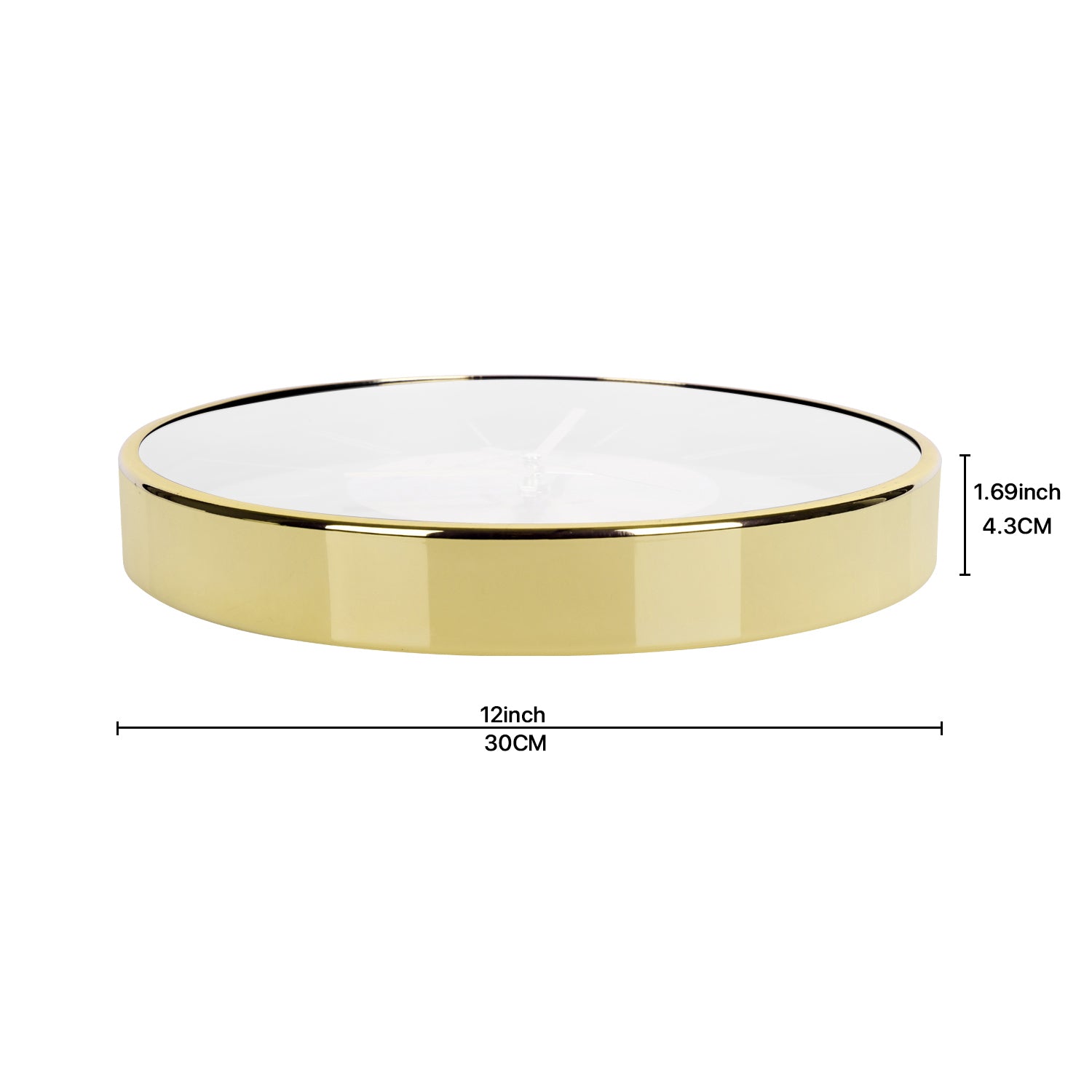Daniel Hechter Paris Wall Clock, Silent Sweep Non-Ticking Quartz Movement, Temperature Display, White Dial, Gold Metal Frame - DHCL1003-22