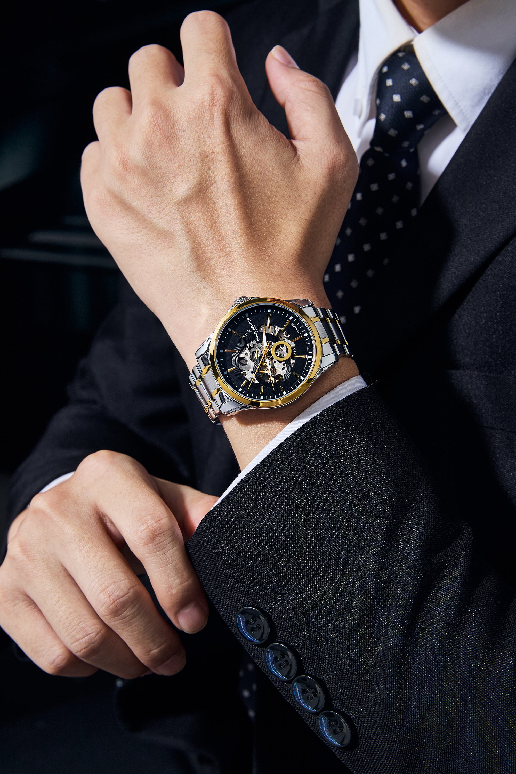 Daniel Hechter Paris Automatic Open Heart Skeleton Wrist Watch for Men – DHM1061-33